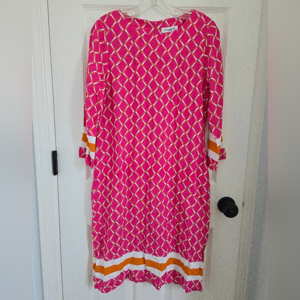 NWT Geometric Louis And Mia Dress- Pink, Orange, Sheath, Sz. 4, 1960s Style